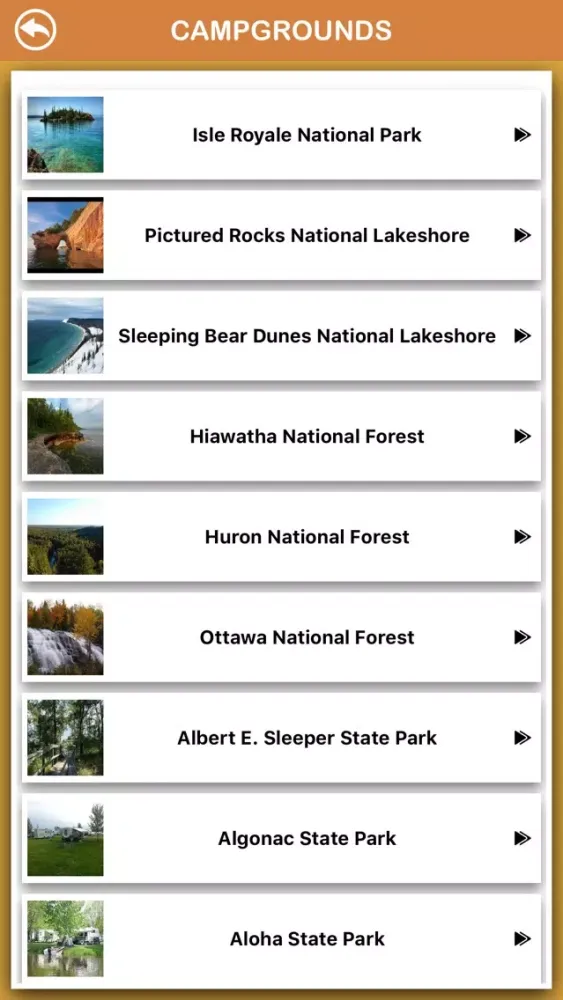 Tangkapan skrin Michigan National Parks