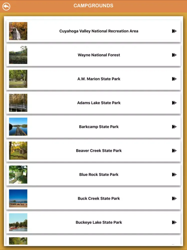 ภาพหน้าจอของ Ohio National Parks iPad 