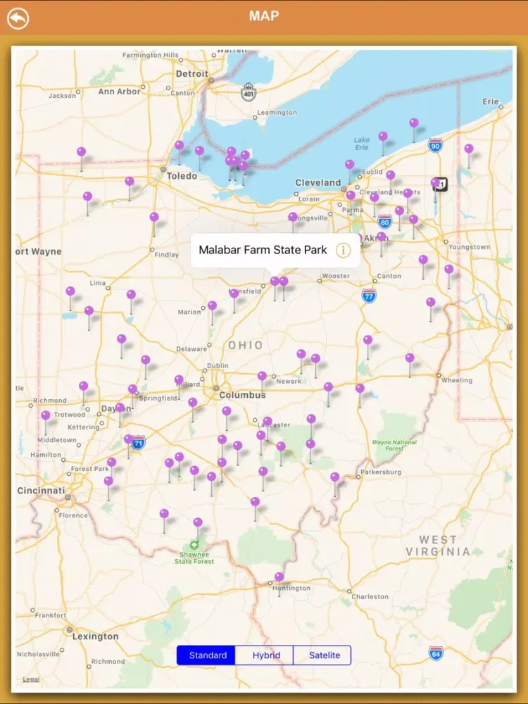 ภาพหน้าจอของ Ohio National Parks iPad 