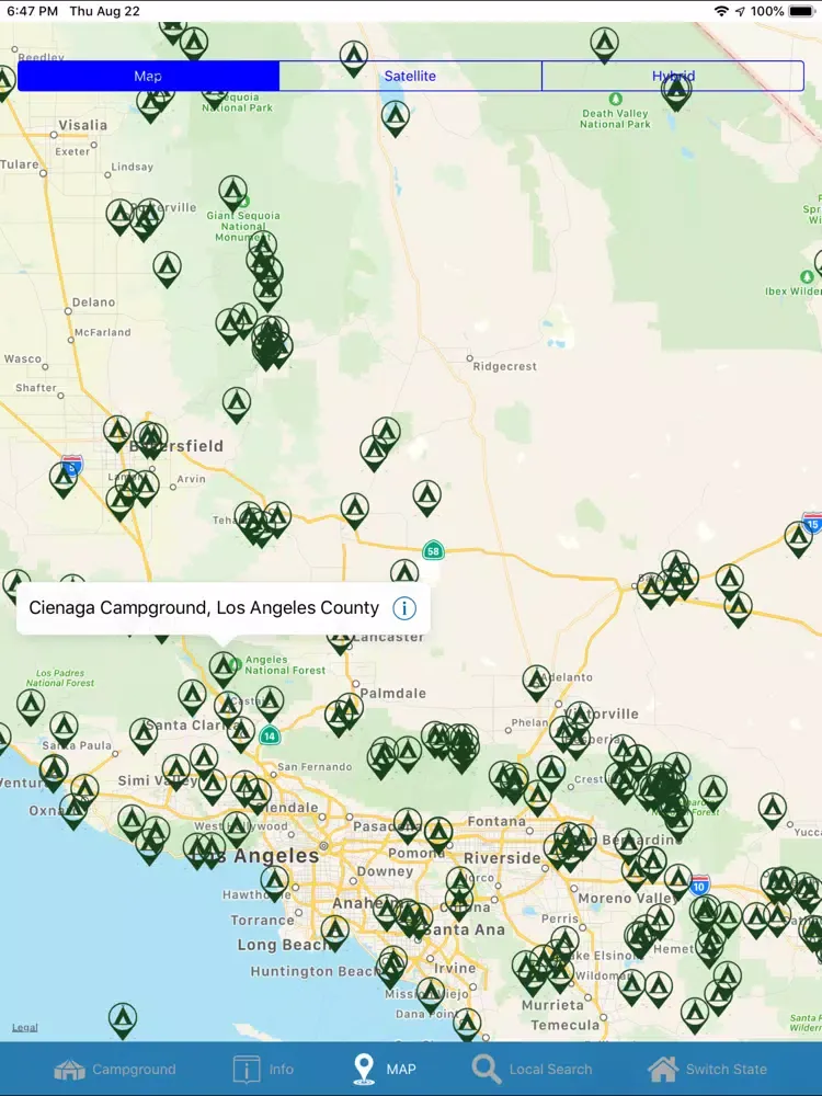 Tangkapan skrin USA Campgrounds iPad 