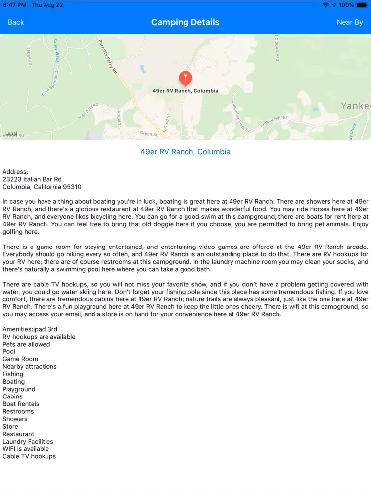 Tangkapan skrin USA Campgrounds iPad 