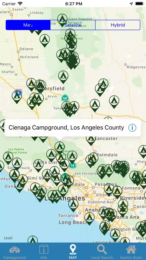 Tangkapan skrin USA Campgrounds
