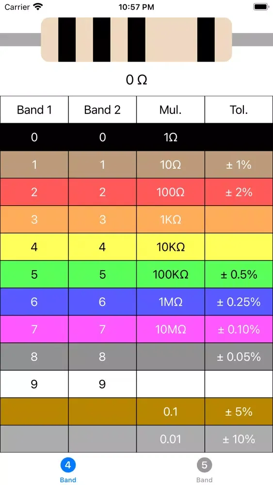 ภาพหน้าจอของ Resistor code calc