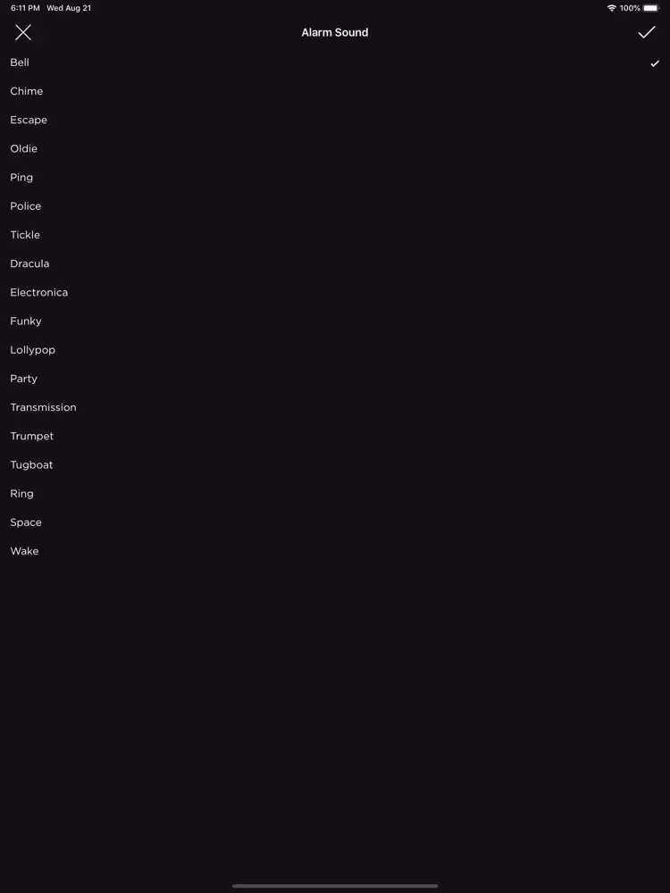 Tangkapan layar AlarmGINI iPad 