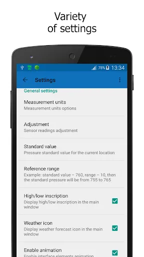 Tangkapan layar Barometer In Status Bar Lite