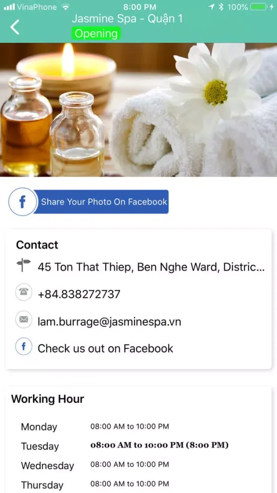 Tangkapan skrin Jasmine Spa