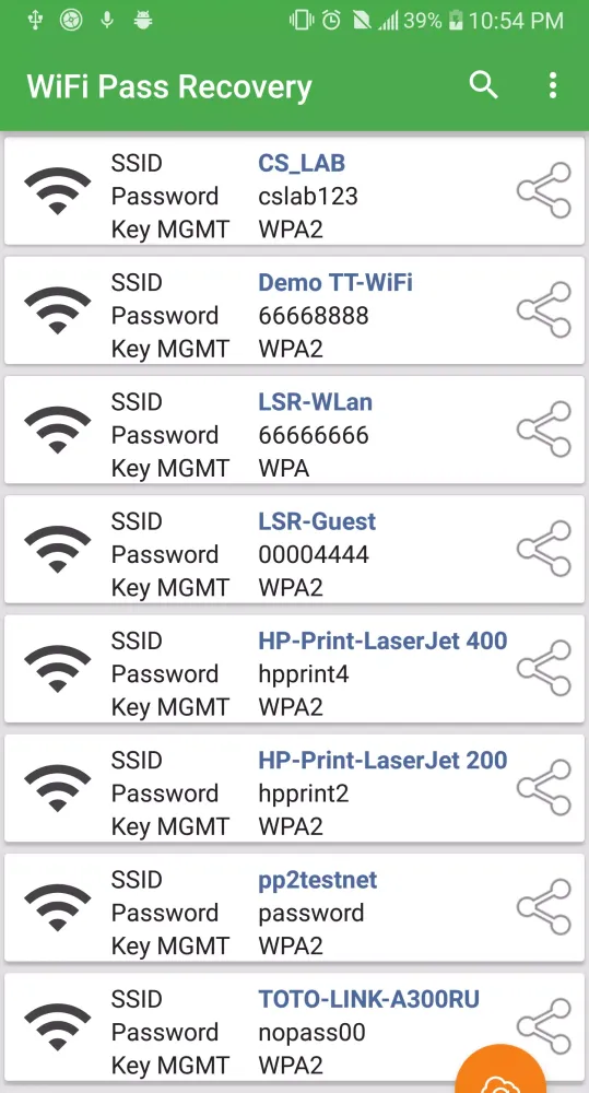 WiFi Password Recovery — Pro Screenshots