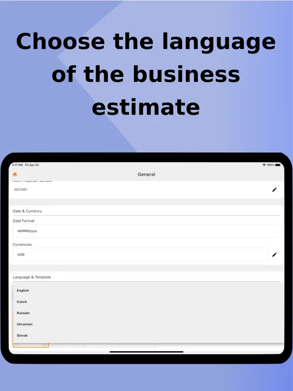eEstimate - price offer iPad  स्क्रीनशॉट