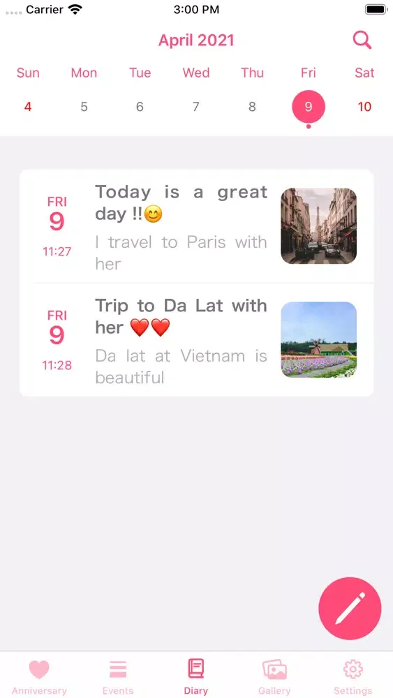 Captures d'écran de Love Diary - Sweet Diary