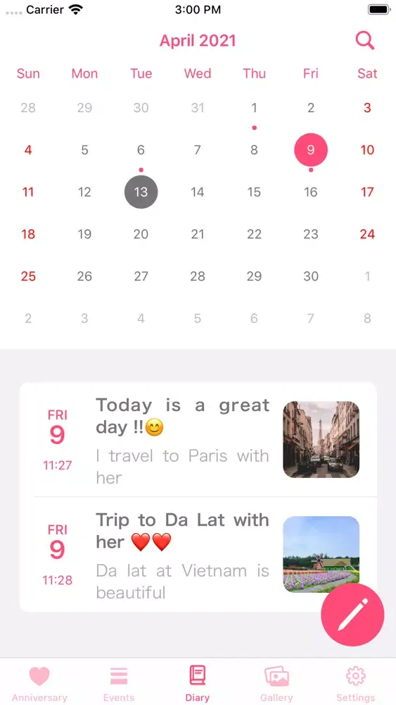 Captures d'écran de Love Diary - Sweet Diary