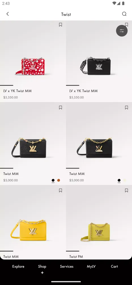 Capturas de tela do Louis Vuitton