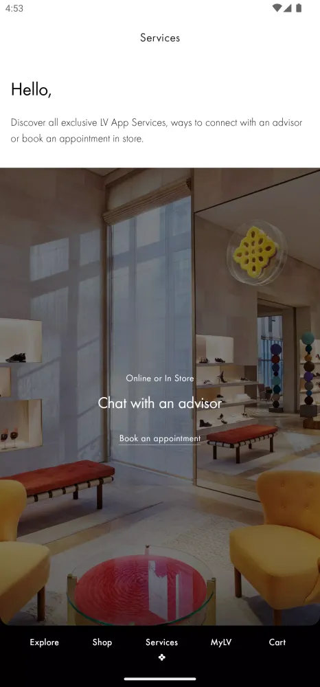 Capturas de tela do Louis Vuitton