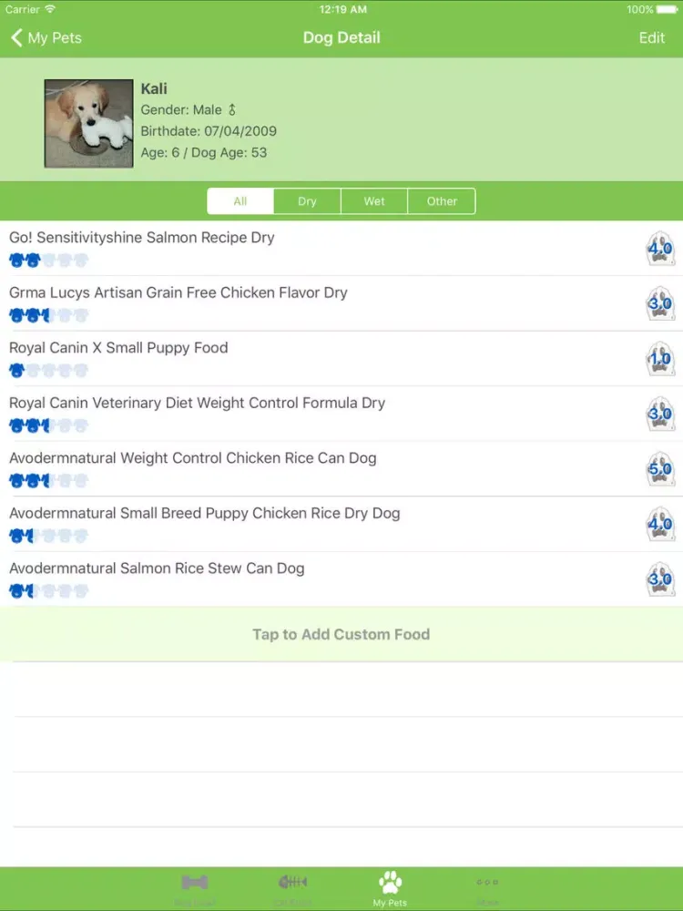 صور Pet Food Tracker for Cats, Dogs and More iPad