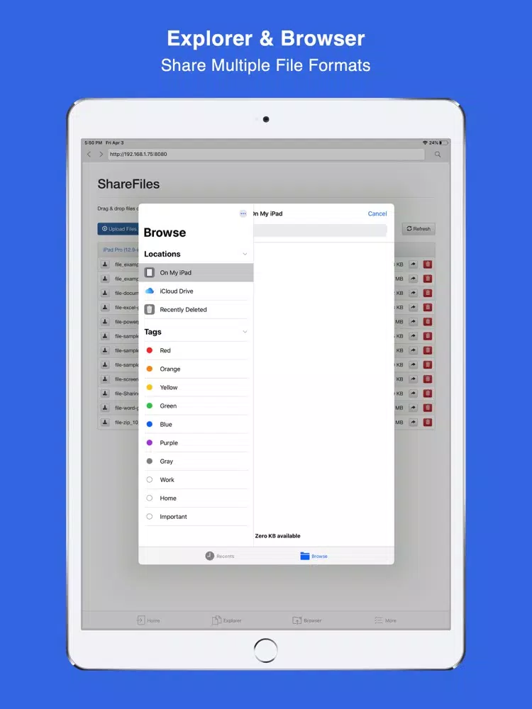 Capturas de tela do Share Files & Send Anywhere iPad 