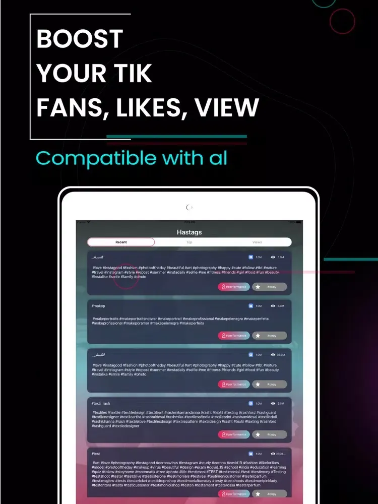 Tangkapan skrin TikTik. Tik Likes iPad 