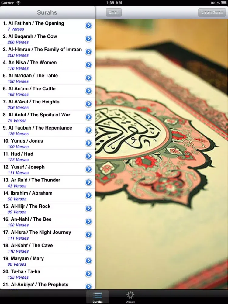 Capturas de pantalla de Holy Quran English iPad 