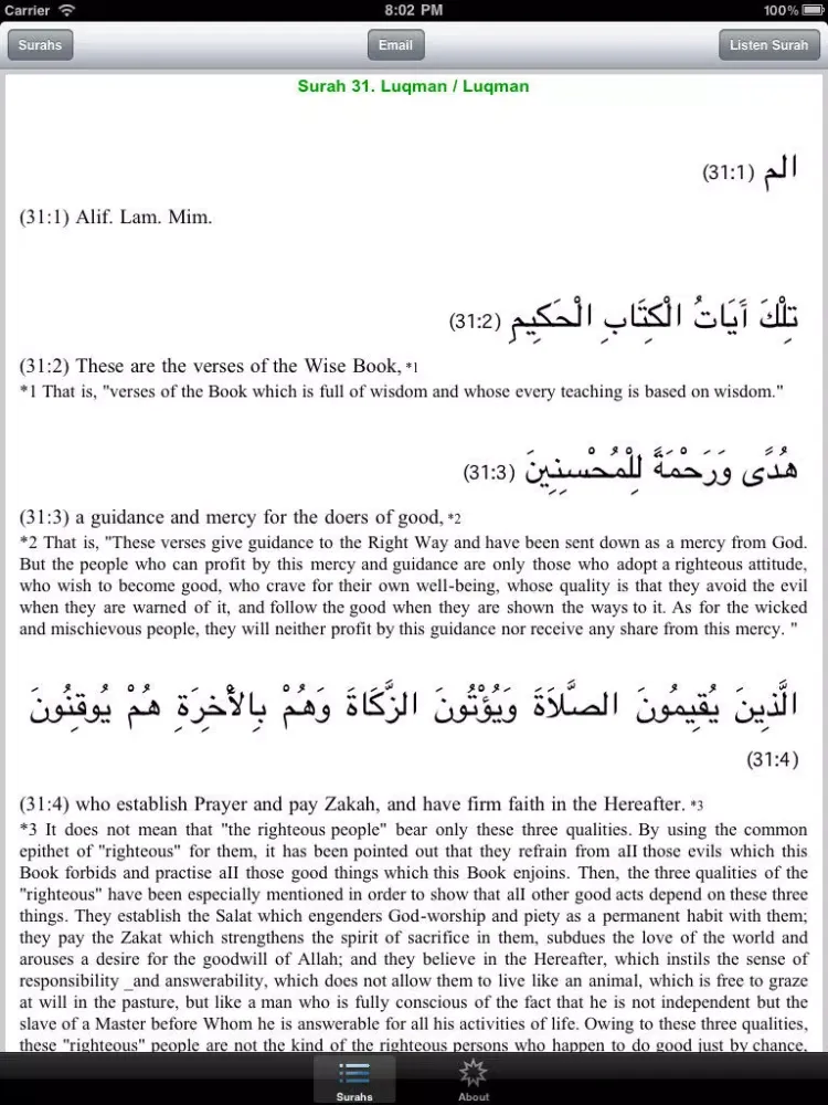Capturas de pantalla de Holy Quran English iPad 