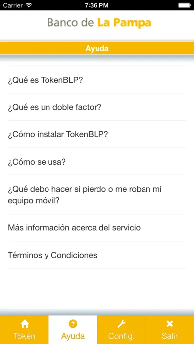 Screenshot di TokenBLP