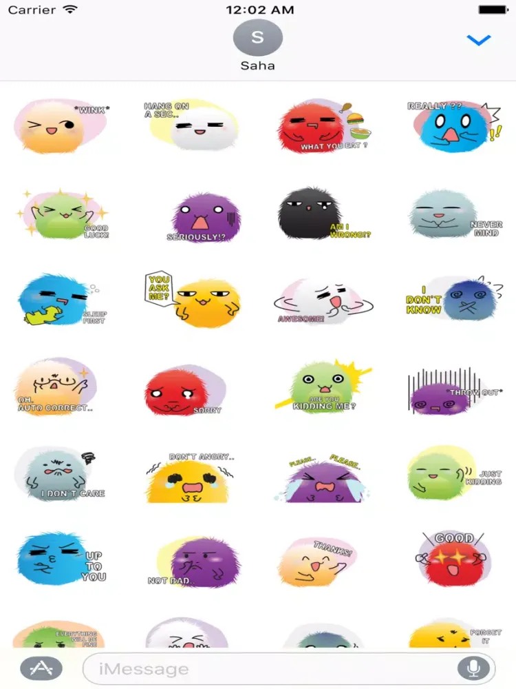 Colorful Furball Stickers for iMessage iPad  Ekran Görüntüleri