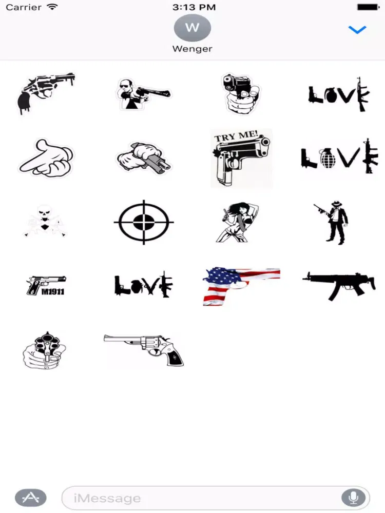 Tangkapan layar Gun Moji Stickers iPad 