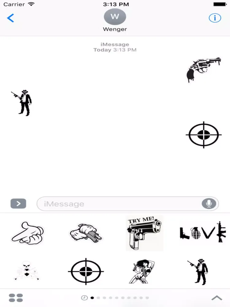 Tangkapan layar Gun Moji Stickers iPad 