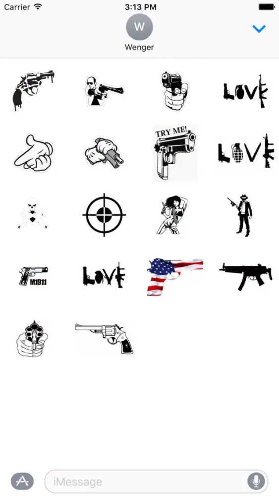 Tangkapan layar Gun Moji Stickers