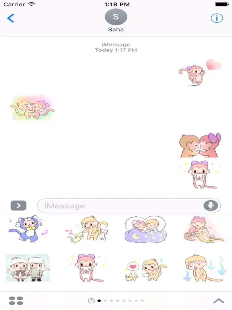 Lovely Monkey Stickers iPad  स्क्रीनशॉट