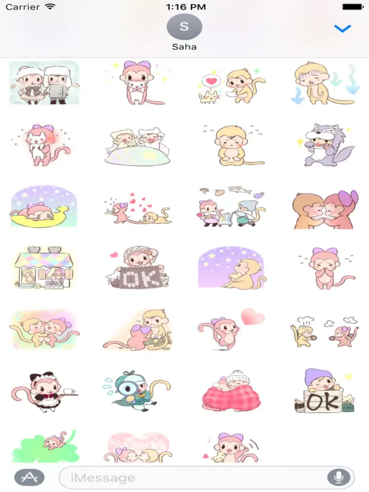 Lovely Monkey Stickers iPad  स्क्रीनशॉट