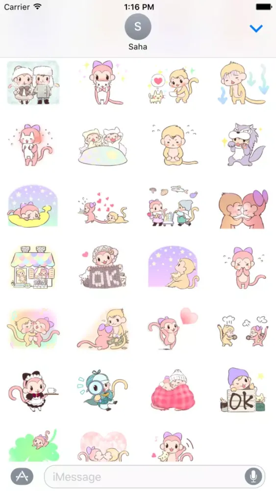 Lovely Monkey Stickers स्क्रीनशॉट