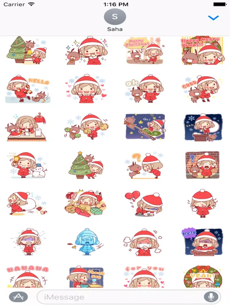 Merry Christmas Stickers for Girl iPad 应用截图