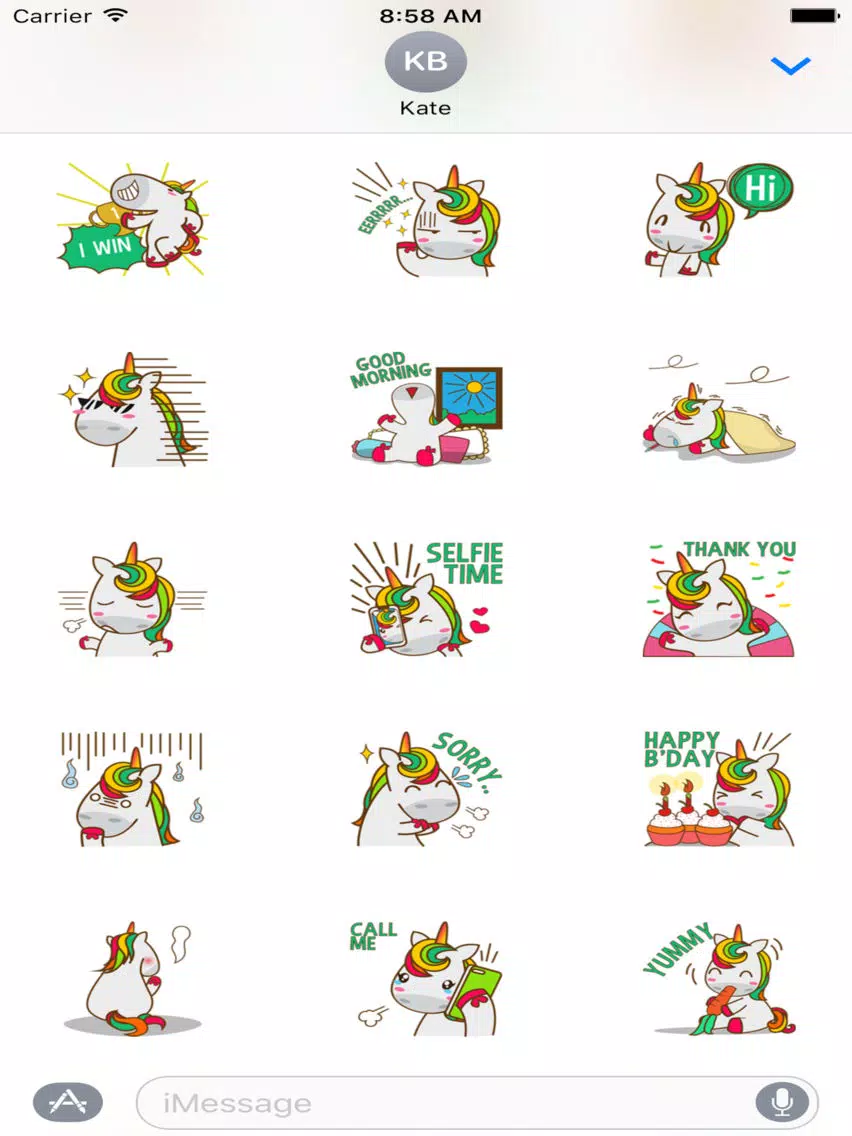 Tangkapan skrin Unicorn Sweet And Cute Sticker For iMessages iPad 