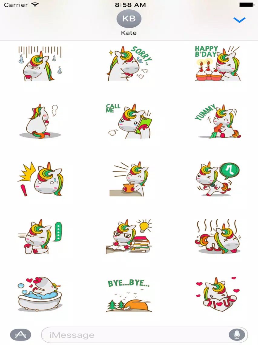 Tangkapan skrin Unicorn Sweet And Cute Sticker For iMessages iPad 