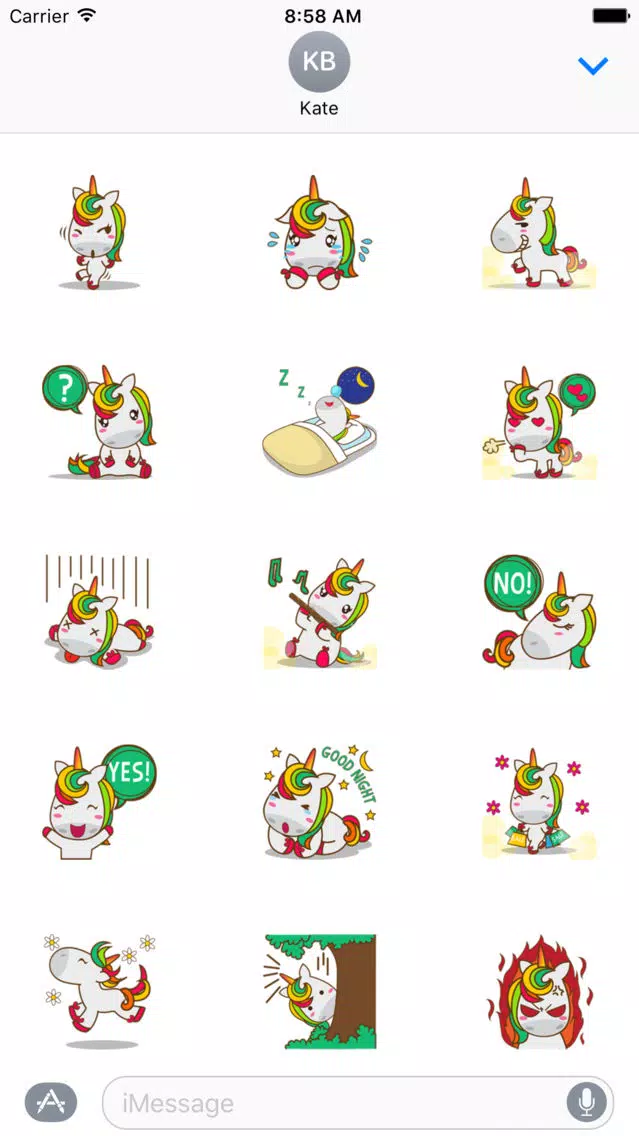 Tangkapan skrin Unicorn Sweet And Cute Sticker For iMessages