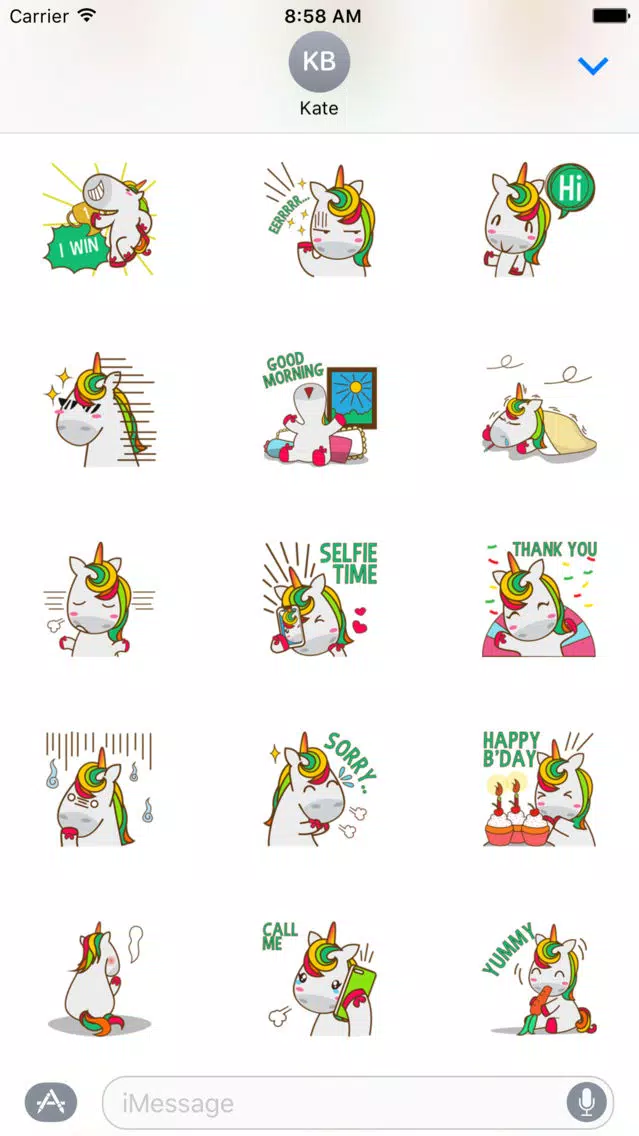 Tangkapan skrin Unicorn Sweet And Cute Sticker For iMessages