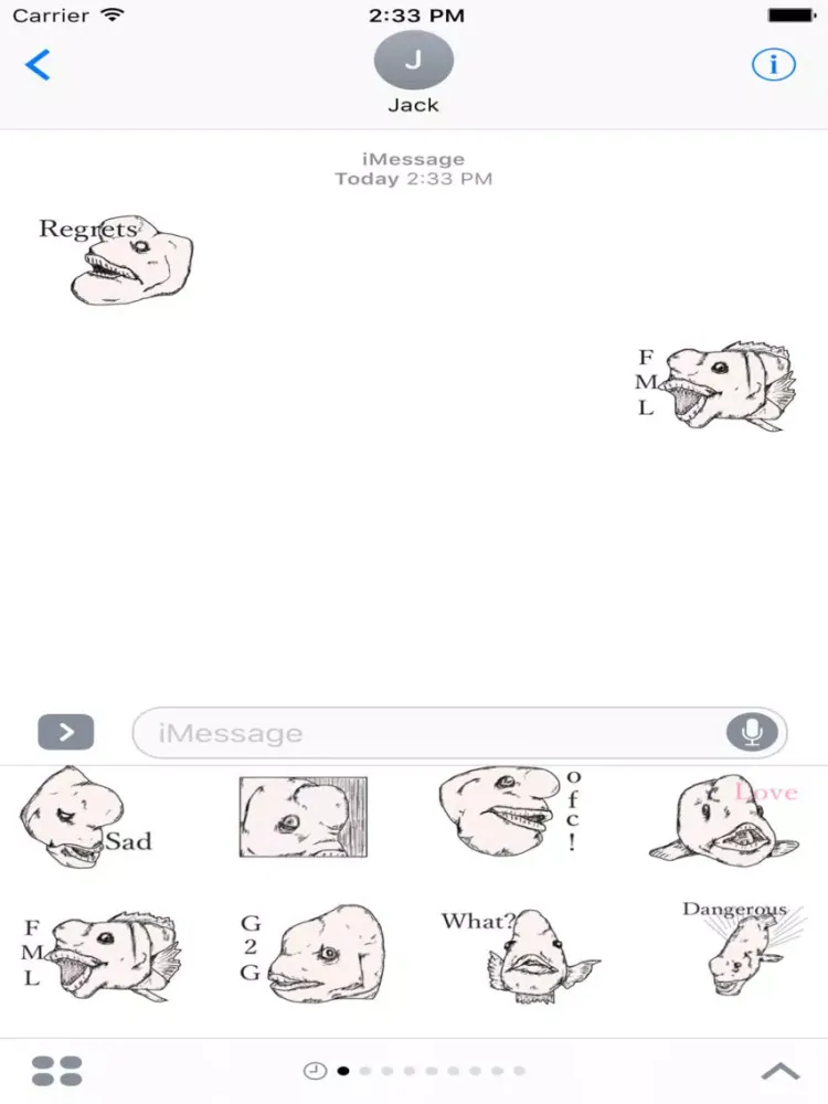 Unpleasant Fish Stickers iMessage iPad  স্ক্রিনশট