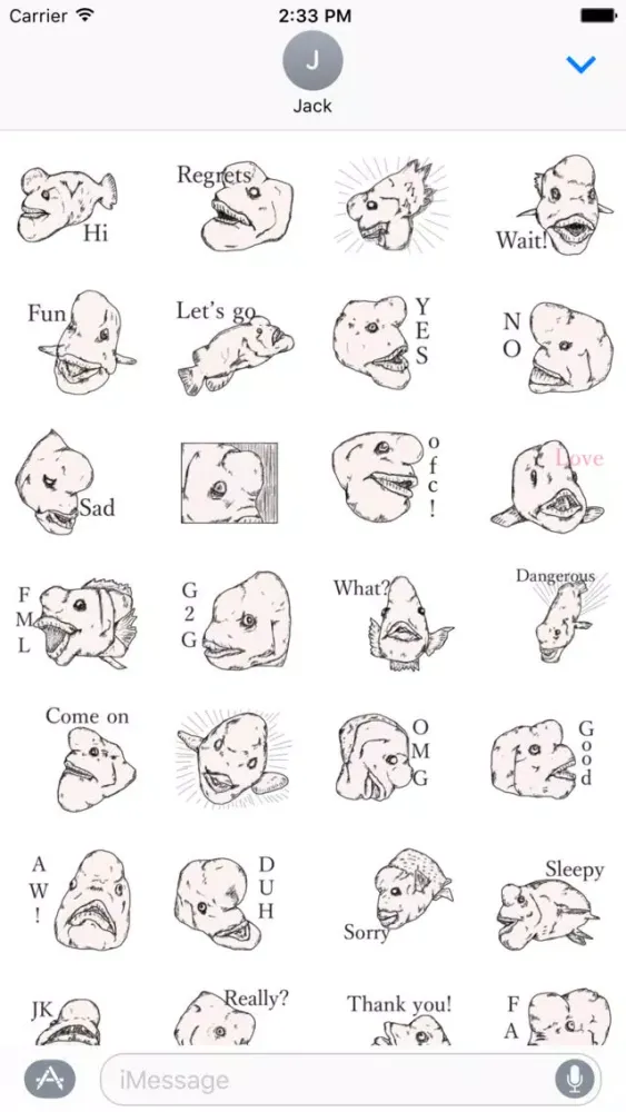 Unpleasant Fish Stickers iMessage স্ক্রিনশট