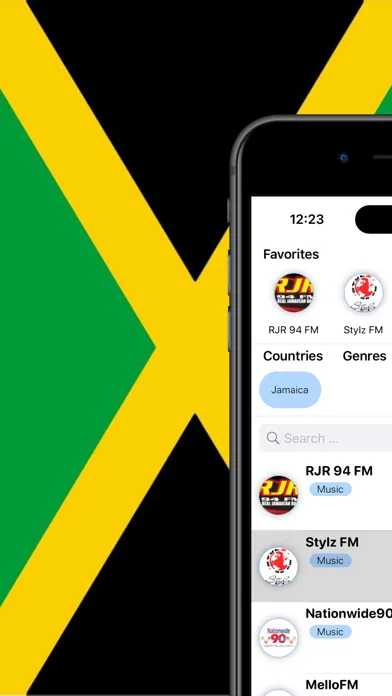 Tangkapan layar Jamaica Radios - FM AM