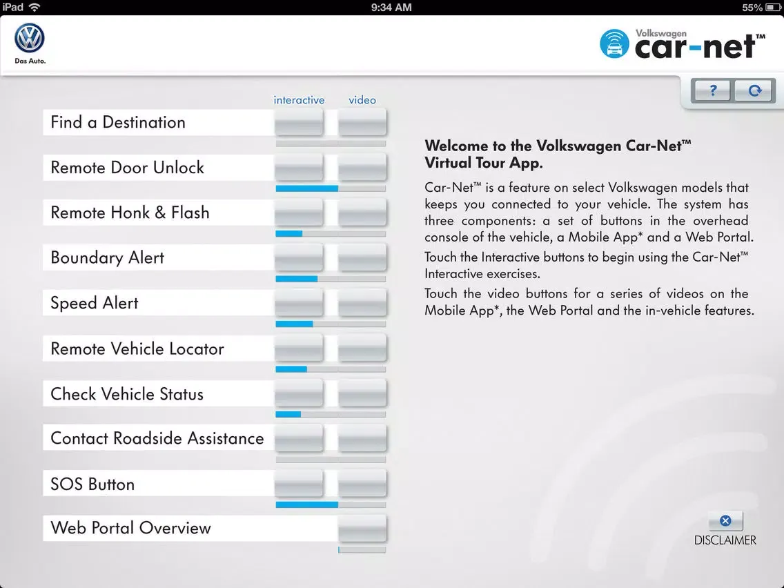 Volkswagen Car-Net Virtual Tour iPad  স্ক্রিনশট