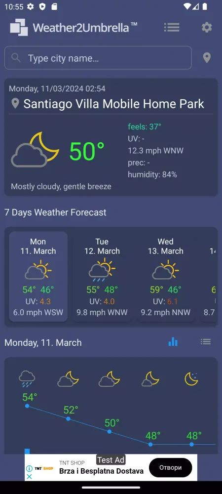 ภาพหน้าจอของ W2U Weather Forecast