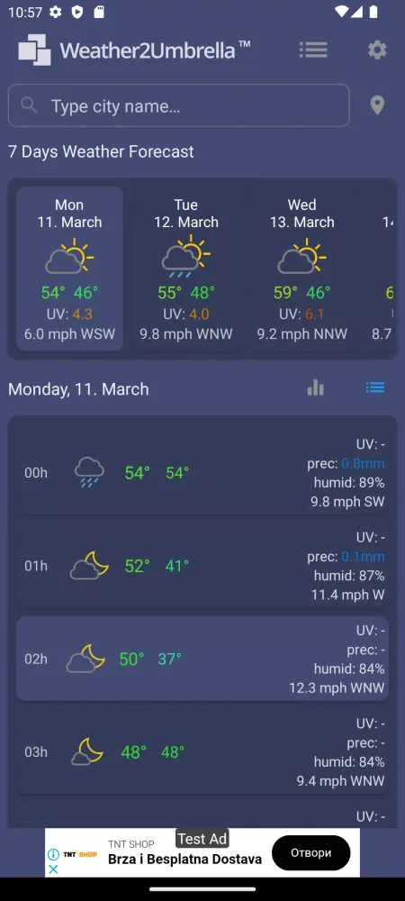 ภาพหน้าจอของ W2U Weather Forecast