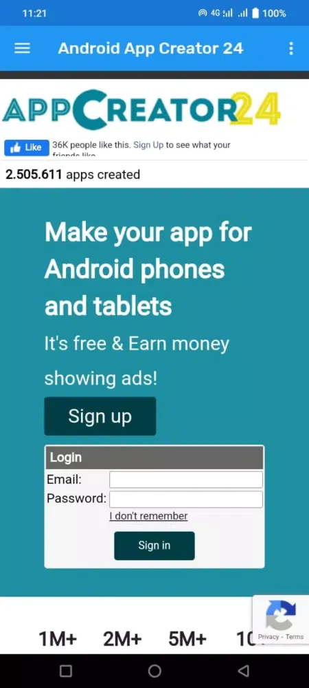 Скриншоты Android app creator 24
