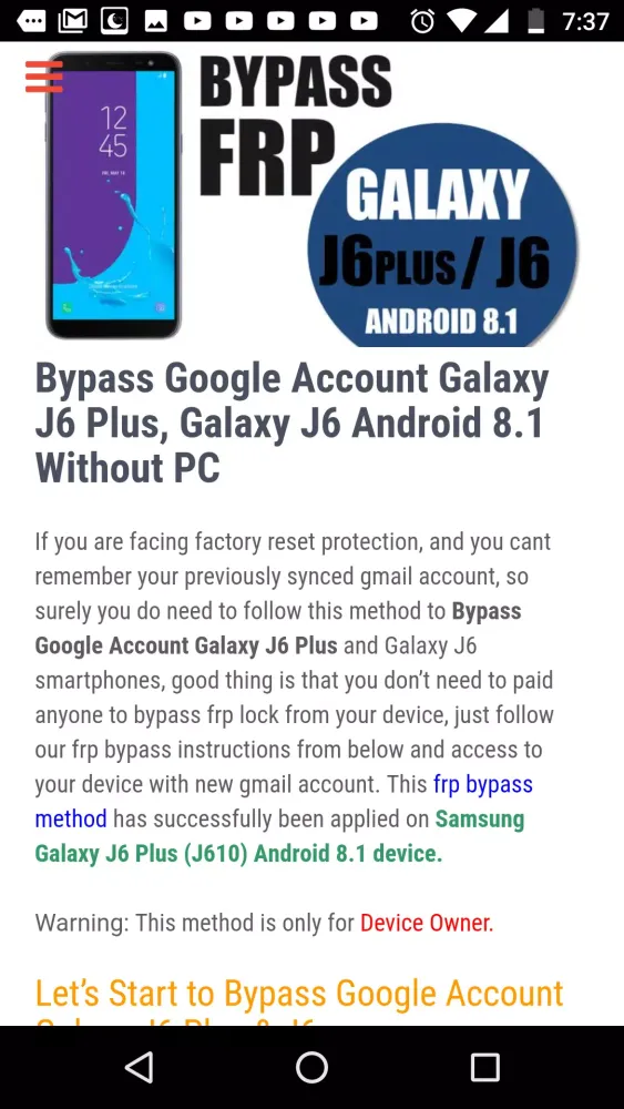 Bypass FRP LocK Ekran Görüntüleri