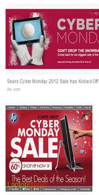 Capturas de tela do Cyber Monday Deals