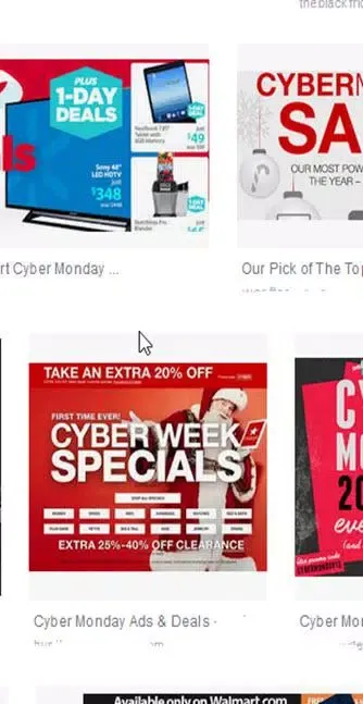 Capturas de tela do Cyber Monday Deals