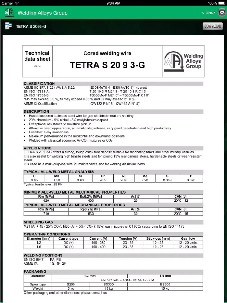 Captures d'écran de Welding Alloys Group iPad 