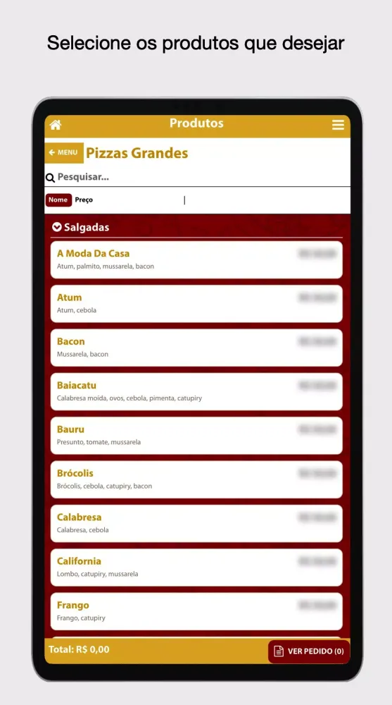 Capturas de tela do Kadri Pizzaria