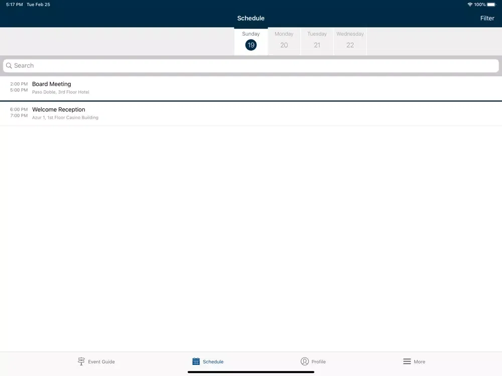 Tangkapan layar WACO Meetings iPad 