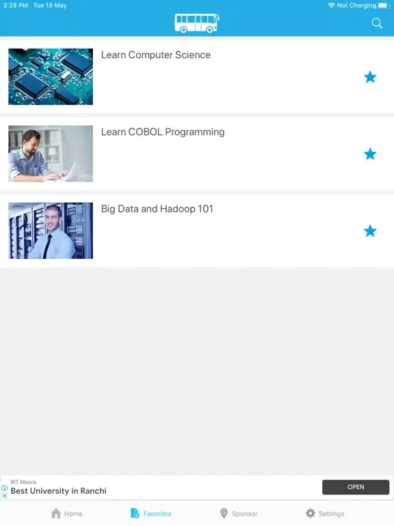 Capturas de tela do GoLearningBus University iPad 