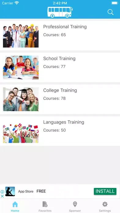 Capturas de tela do GoLearningBus University