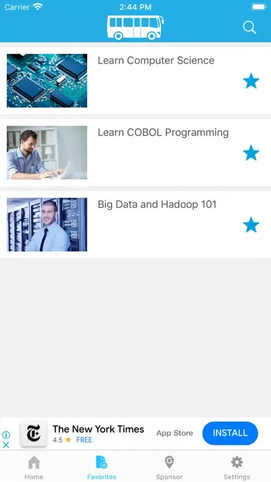 Capturas de tela do GoLearningBus University